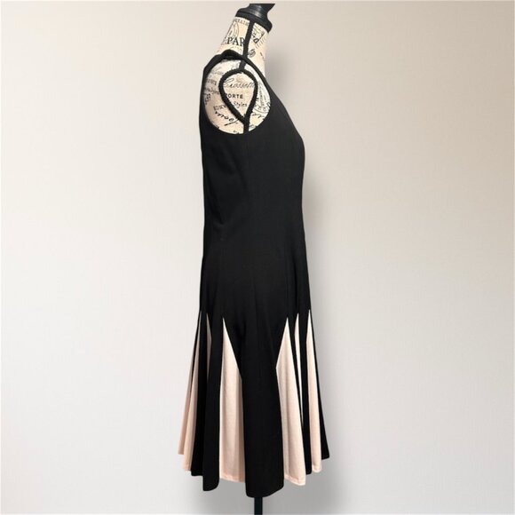 Tommy Hilfiger Black Pink Colorblock Sleeveless Flare Midi Dress Retro Preppy 12 - Picture 3 of 7